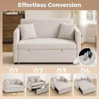 52" Holland Velvet Sofa Bed, USB Ports, Adjustable Backrest, Beige