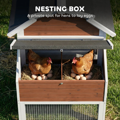 71" Chicken Coop For 3 Chickens, Wooden Hen House With Run, Removable Tray Chicken Coops at Gallery Canada