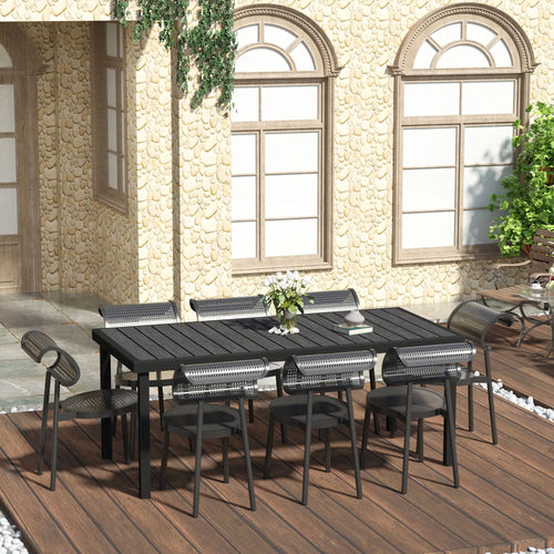 Rectangular Aluminum Patio Dining Table for 8, Black