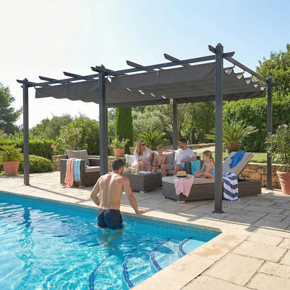 Retractable Pergola Canopy, 11.7' x 19.6', Aluminum, For Grill Patio Garden Deck Pergolas at Gallery Canada