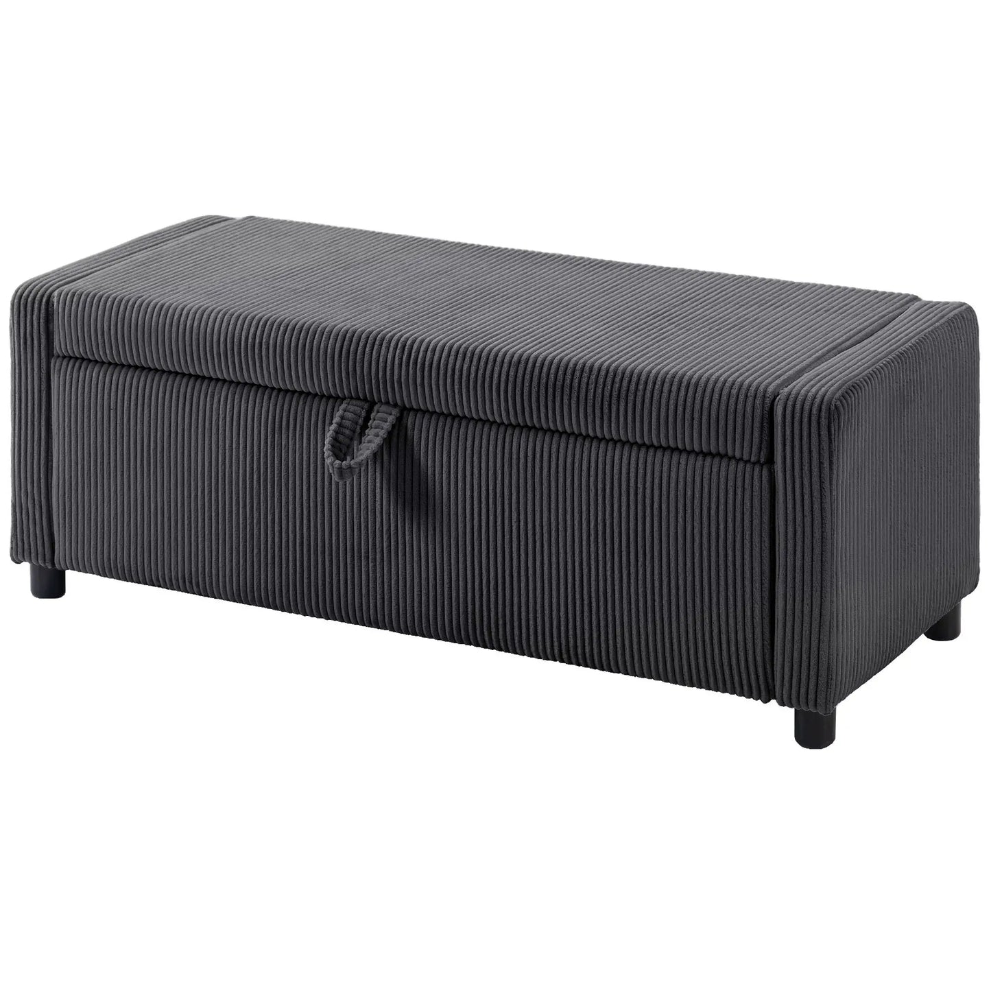 Upholstered Corduroy Storage Ottoman, Dark Grey Storage Ottomans & Benches Dark Grey at Gallery Canada