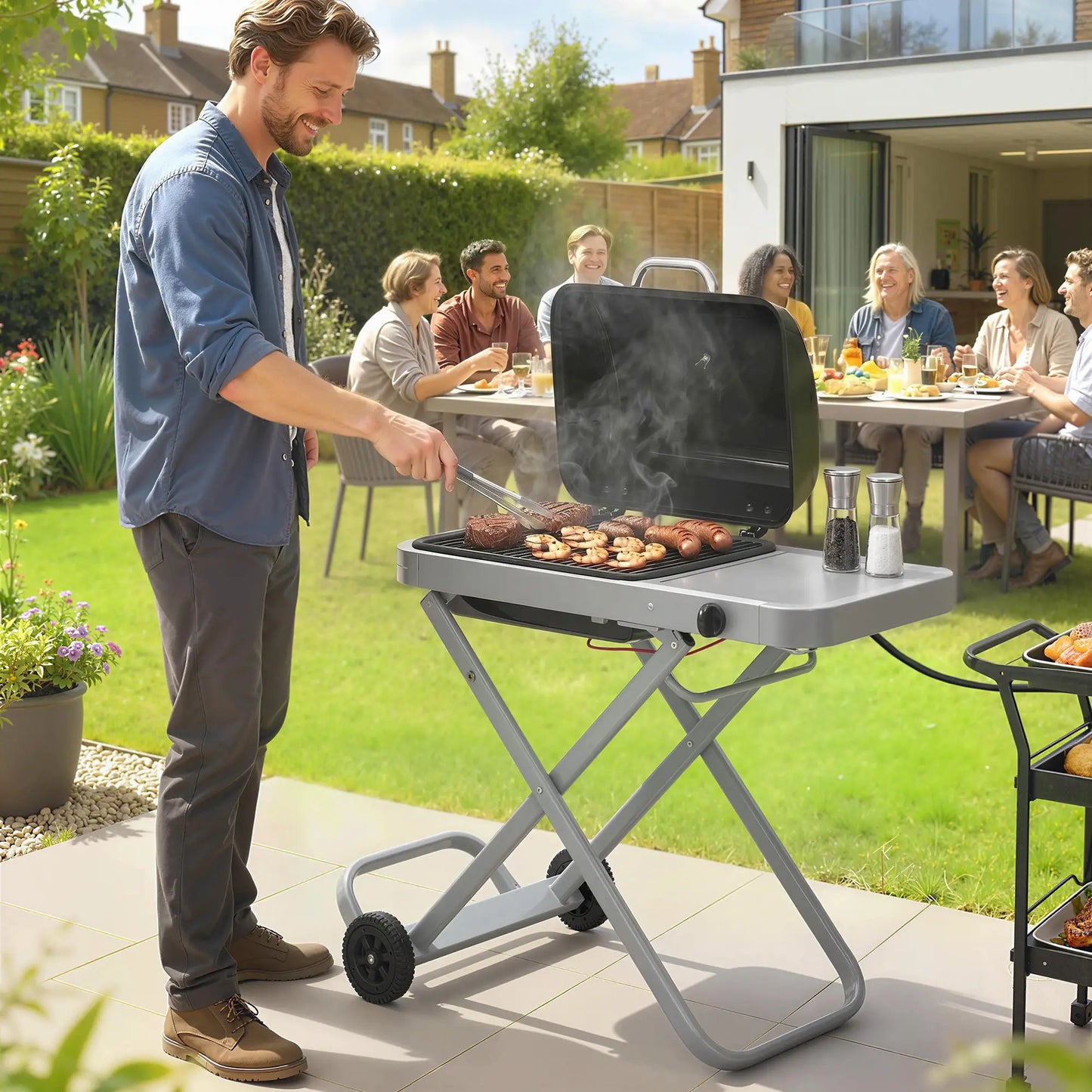 Portable Propane BBQ Grill, Foldable Cart, 9500 BTU, Black Propane Gas Grills at Gallery Canada