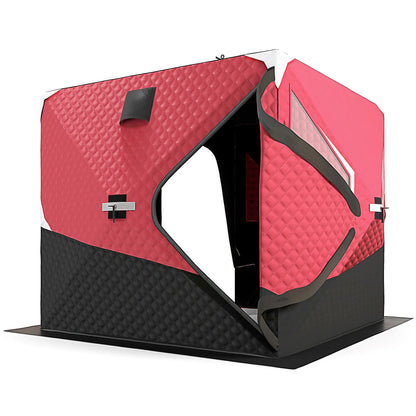 3-4 Person Insulated Ice Fishing Shelter, Pop Up, -22℉ Ice Fishing Tents Red at Gallery Canada
