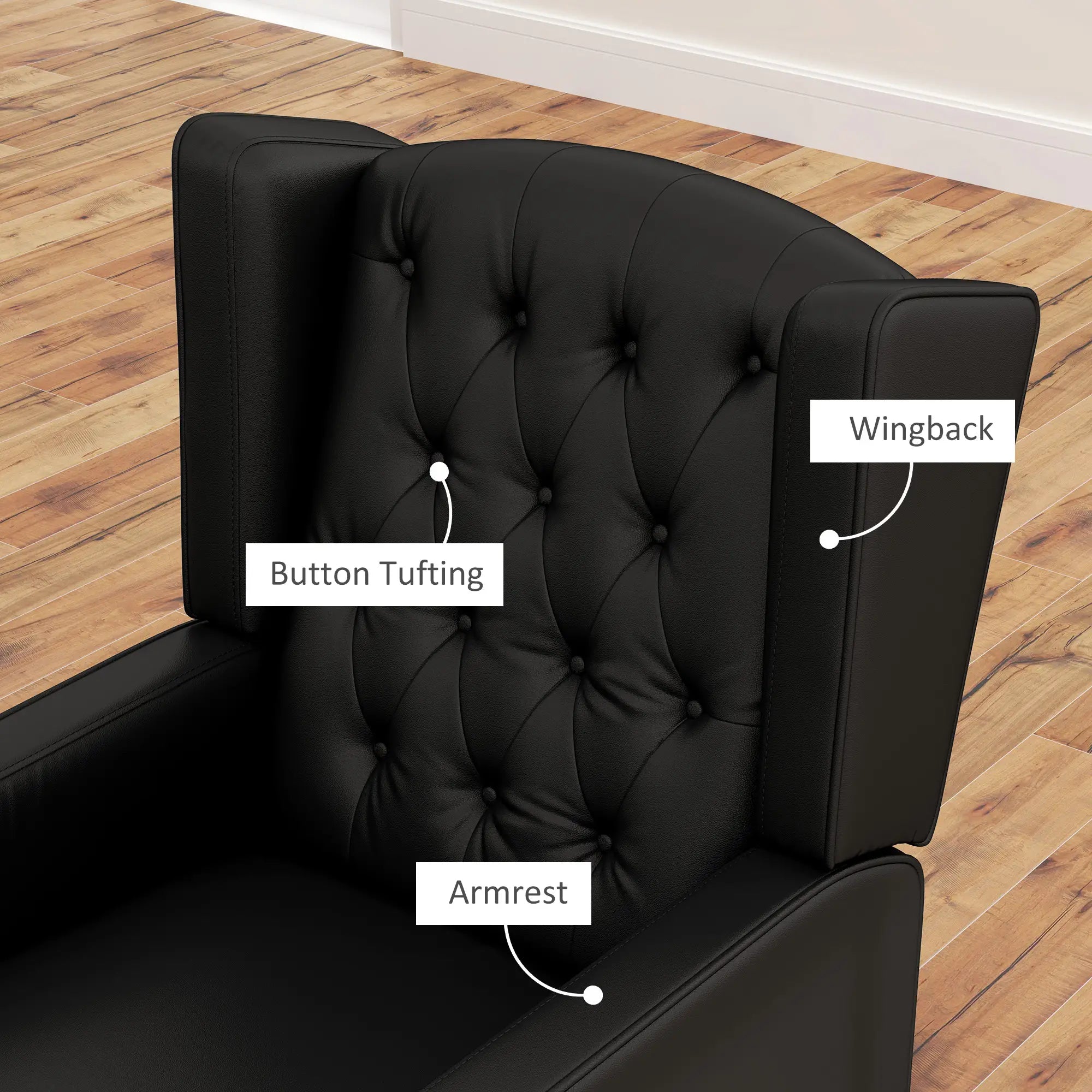Faux Leather Armchair, Modern Accent Chair, Thick Padding, Black Accent Chairs at Gallery Canada