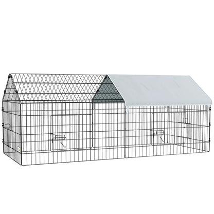 Cage pour petits animaux "73" avec toit, usage intérieur/extérieur, argenté