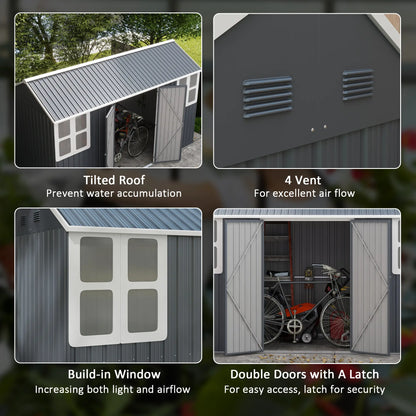 12' x 5.5' Metal Garden Shed, Outdoor Storage, Lockable Door, Dark Grey Sheds at Gallery Canada