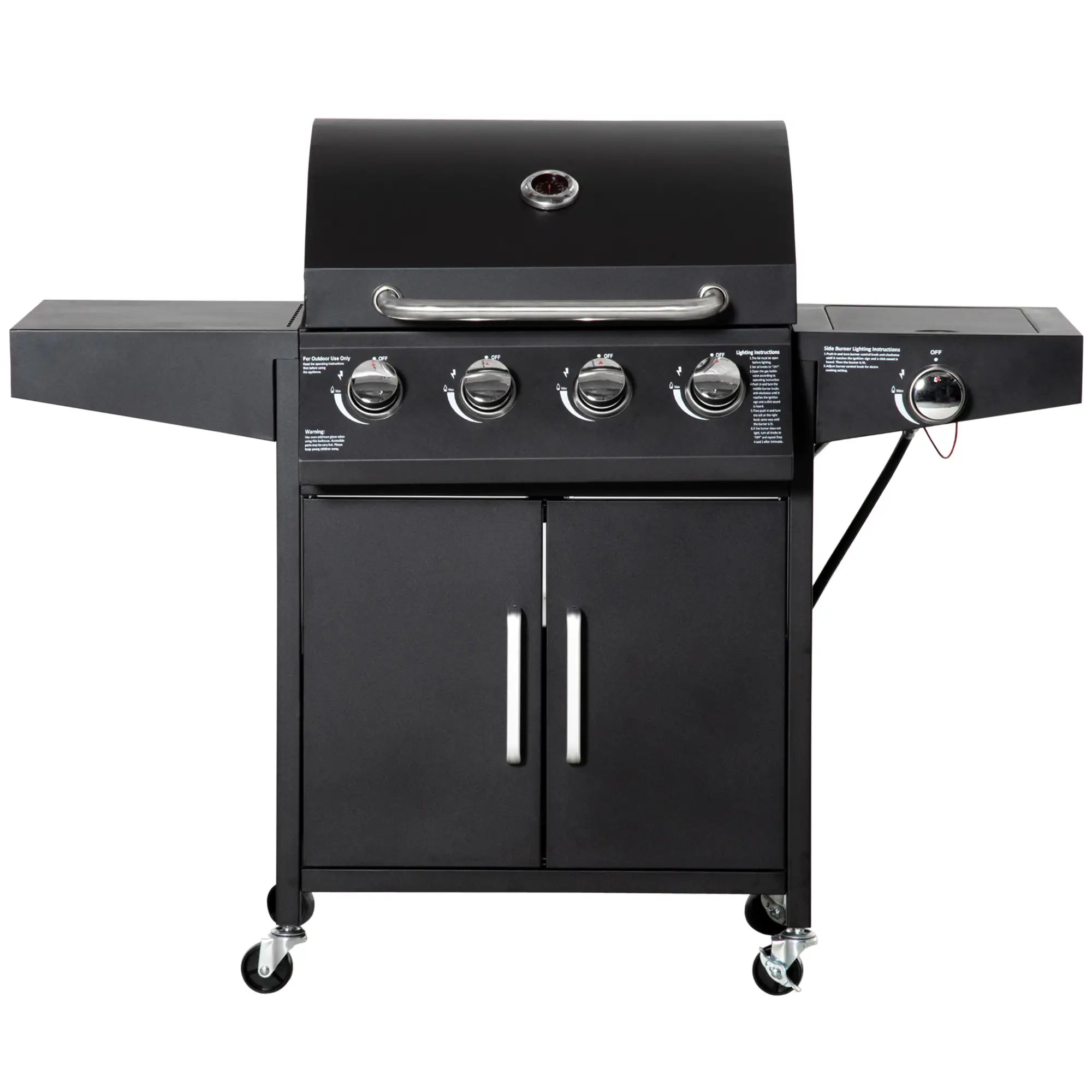 4+1 Burner LP Gas Grill Outdoor BBQ Trolley, Black Propane Gas Grills Black at Gallery Canada
