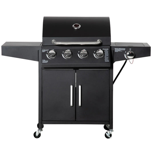 4+1 Burner LP Gas Grill Outdoor BBQ Trolley, Black Propane Gas Grills Black at Gallery Canada