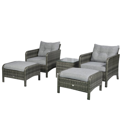 5-Piece Wicker Patio Sofa Set, Thick Padded Cushions, Light Grey Patio Furniture Sets at Gallery Canada