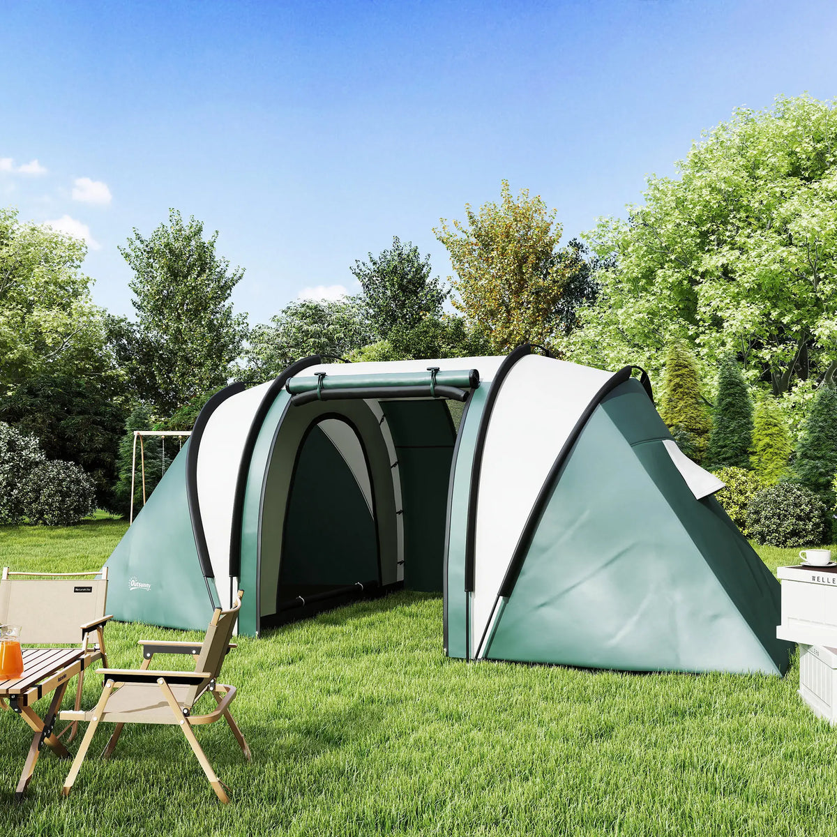 Camping Tent, 2 Bedrooms, Living Area, 3000mm Waterproof, Army Green Camping Tents at Gallery Canada