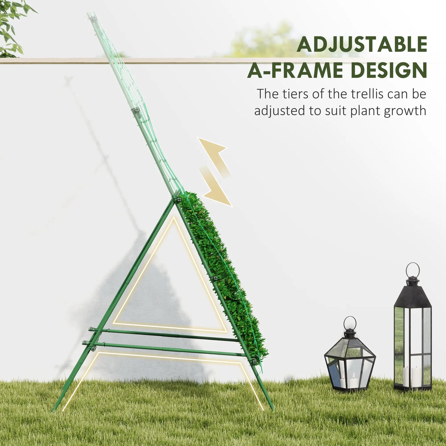 Adjustable A-Frame Garden Trellis, 20 Metal Clips, 4 Net Straps Plant Stands at Gallery Canada