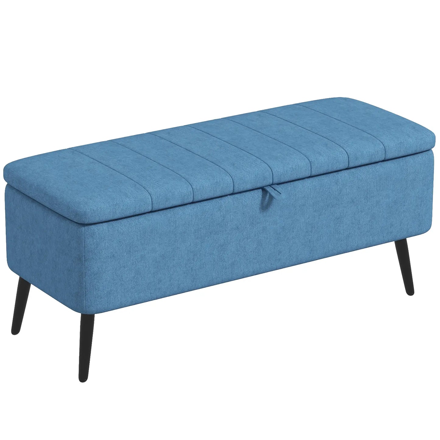 40" Ottoman with Storage, Linen Upholstered Bench, Dark Blue Storage Ottomans & Benches at Gallery Canada