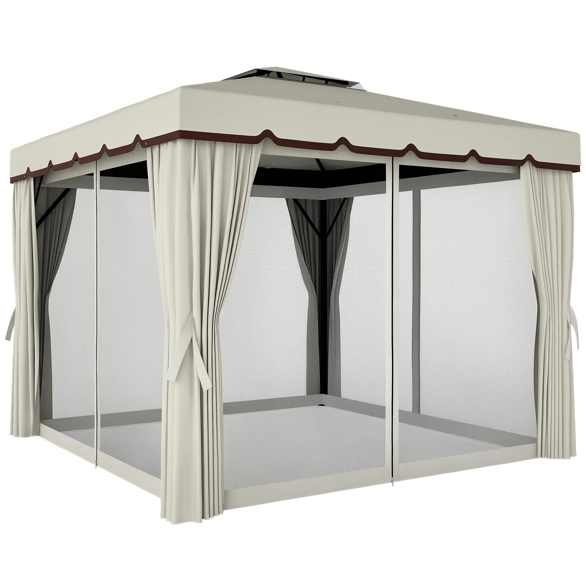 10' x 10' Outdoor Gazebo, Double Soft-Top, Cream White Gazebos at Gallery Canada