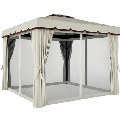 10' x 10' Outdoor Gazebo, Double Soft-Top, Cream White Gazebos at Gallery Canada