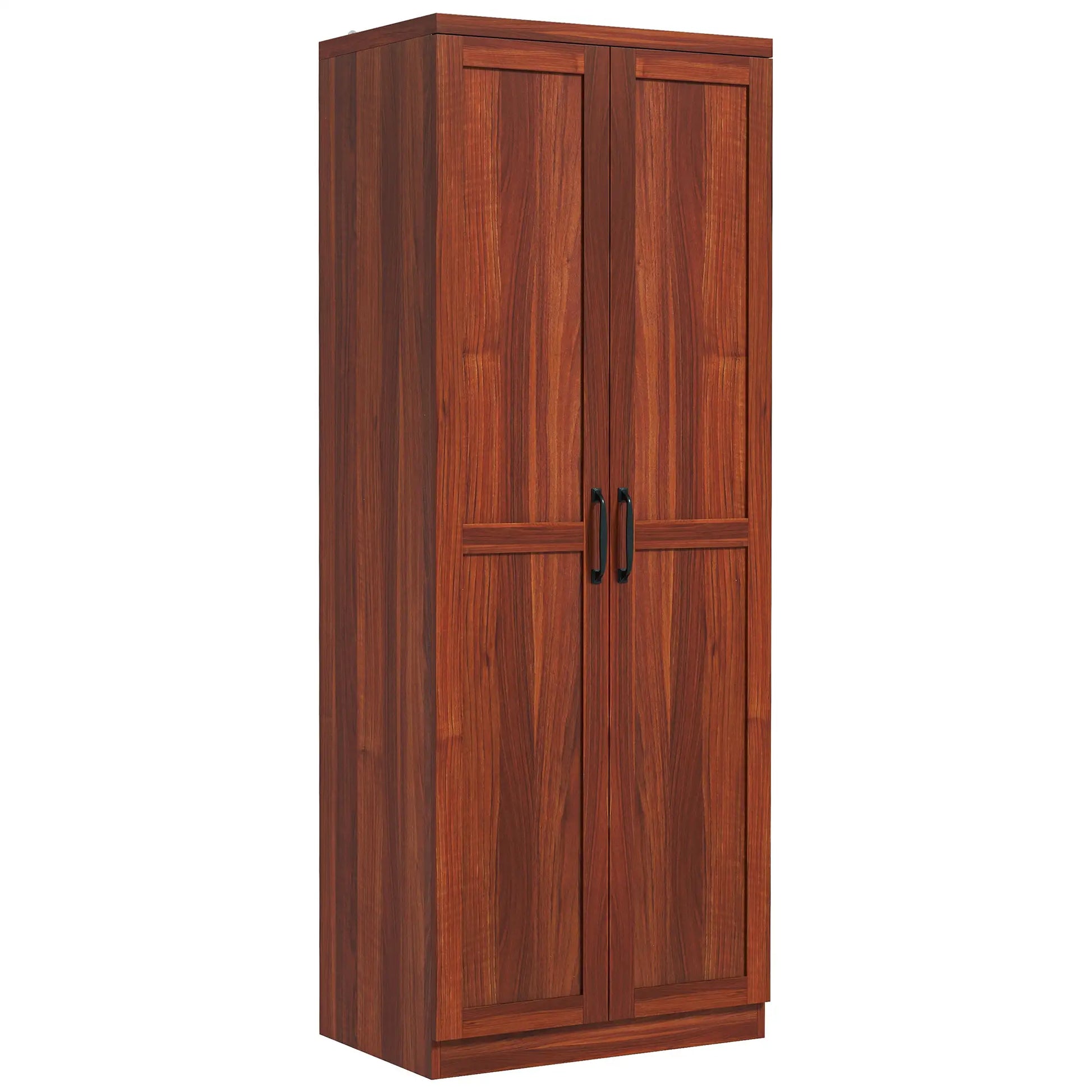 63" Kitchen Storage Cabinet, 5-Tier Pantry with Doors, Adjustable Shelves, Tan Kitchen Pantry Cabinets at Gallery Canada