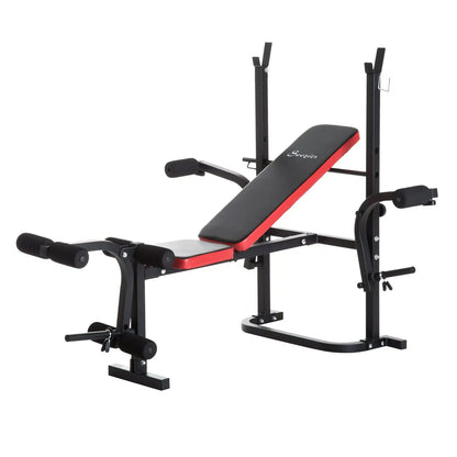 Adjustable Weight Bench, Leg Developer, Barbell Rack, Home Gym Weight Benches Black, red at Gallery Canada