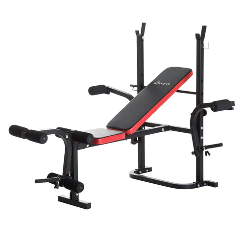 Adjustable Weight Bench, Leg Developer, Barbell Rack, Home Gym