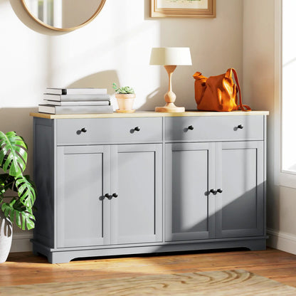 Modern Sideboard, Buffet Cabinet with Drawers, Adjustable Shelves, Grey Storage Cabinets at Gallery Canada