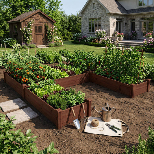 U-Shaped Wooden Garden Raised Bed, Rustic Brown Raised Garden Beds Rustic Brown at Gallery Canada