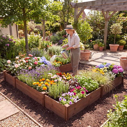 U-Shaped Wooden Garden Raised Bed, Rustic Brown