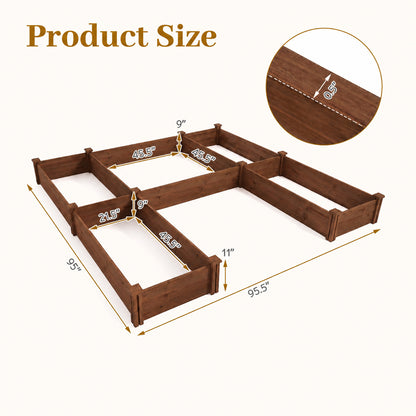 U-Shaped Wooden Garden Raised Bed, Rustic Brown