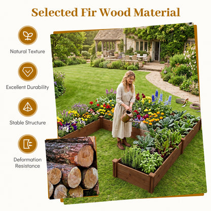 U-Shaped Wooden Garden Raised Bed, Rustic Brown