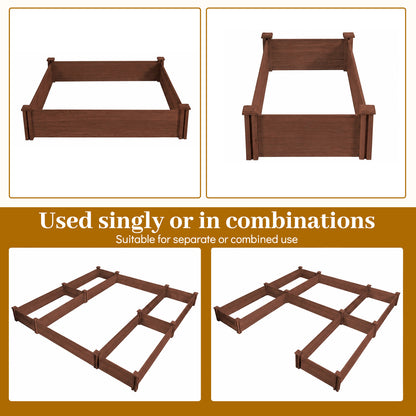 U-Shaped Wooden Garden Raised Bed, Rustic Brown
