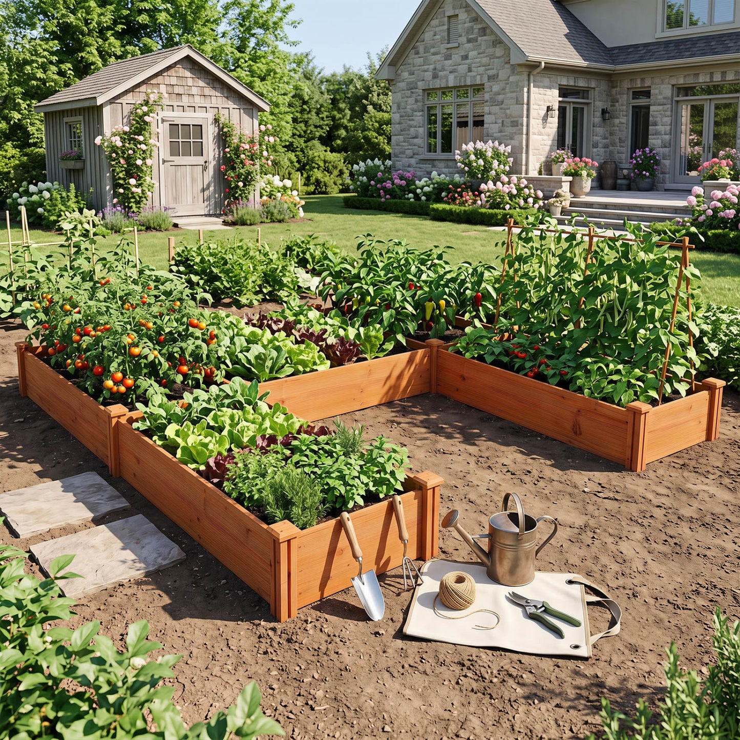 U-Shaped Wooden Garden Raised Bed, Orange