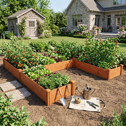 U-Shaped Wooden Garden Raised Bed, Orange