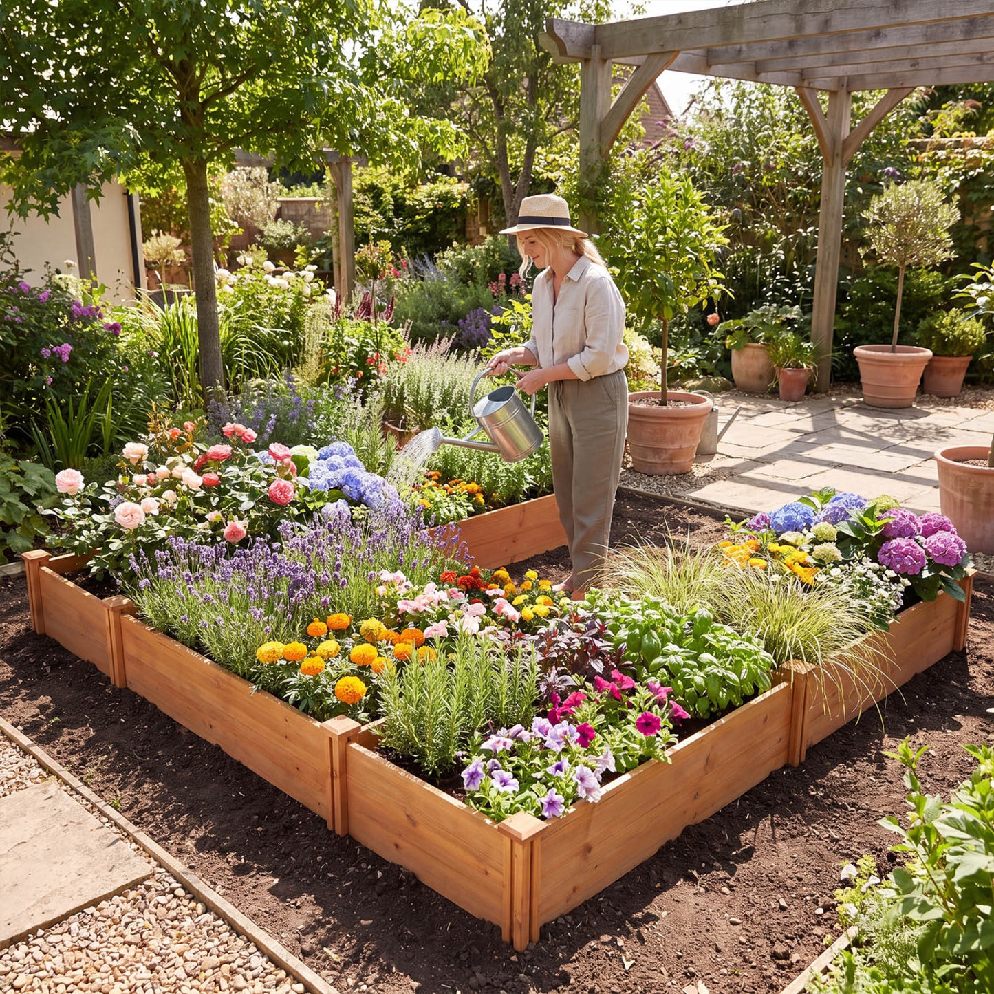 U-Shaped Wooden Garden Raised Bed, Orange