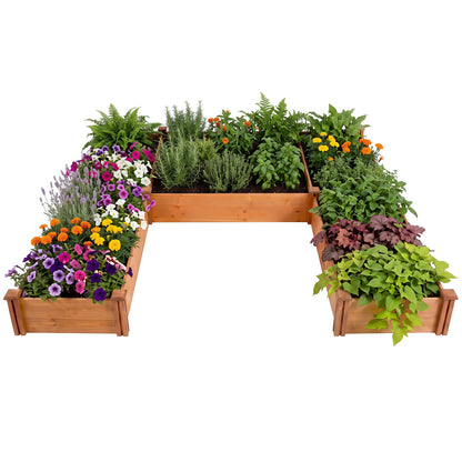 U-Shaped Wooden Garden Raised Bed, Orange