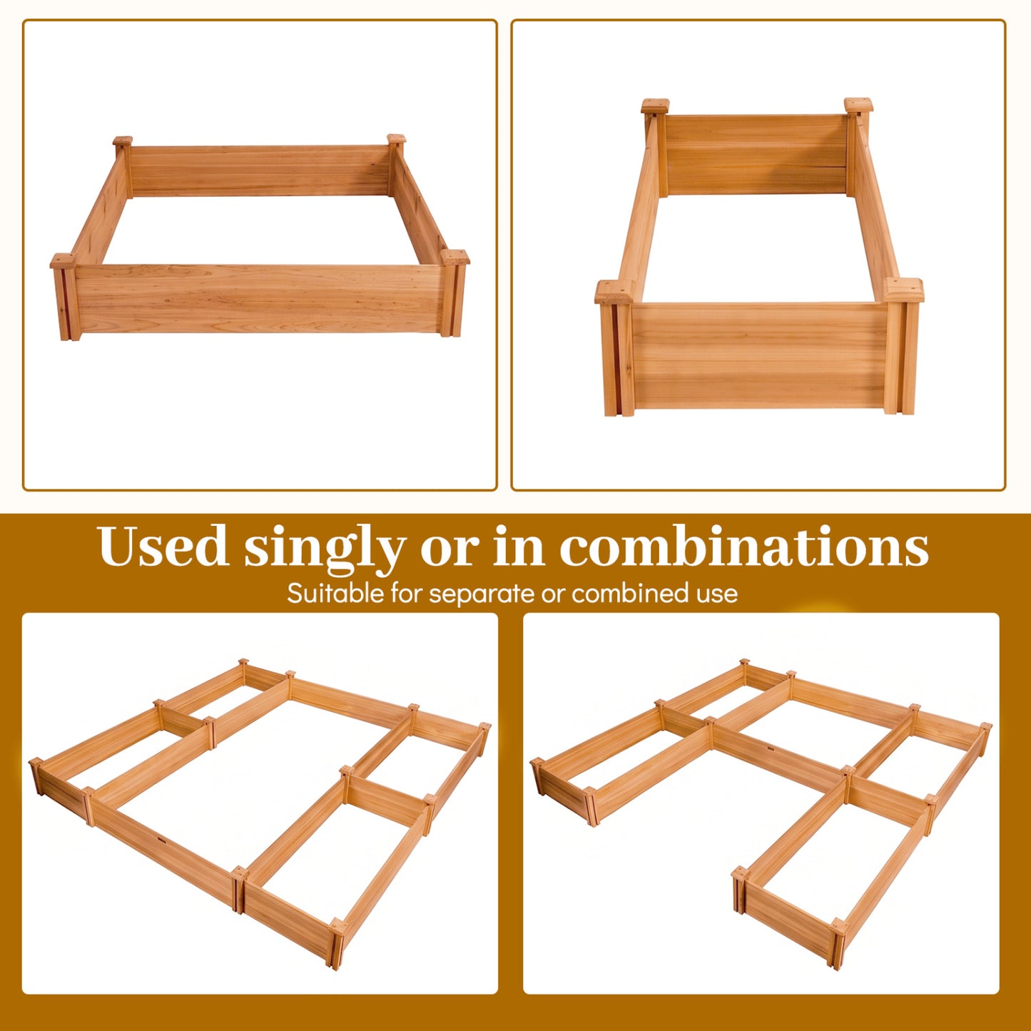 U-Shaped Wooden Garden Raised Bed, Orange