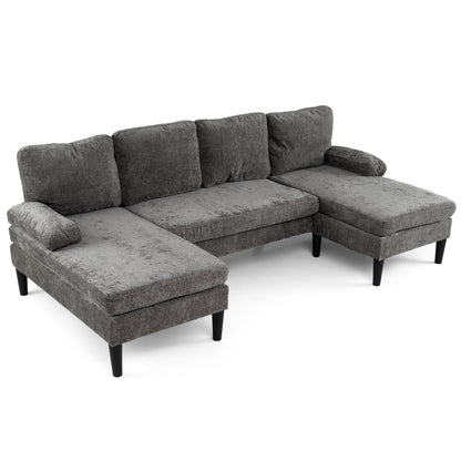 U-Shaped Sectional Couch With Double Chaise, Grey Sofas & Loveseats at Gallery Canada