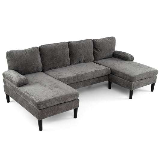 U-Shaped Sectional Couch With Double Chaise, Grey Sofas & Loveseats Gray at Gallery Canada