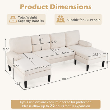 U-Shaped Sectional Couch With Double Chaise, Beige Sofas & Loveseats at Gallery Canada