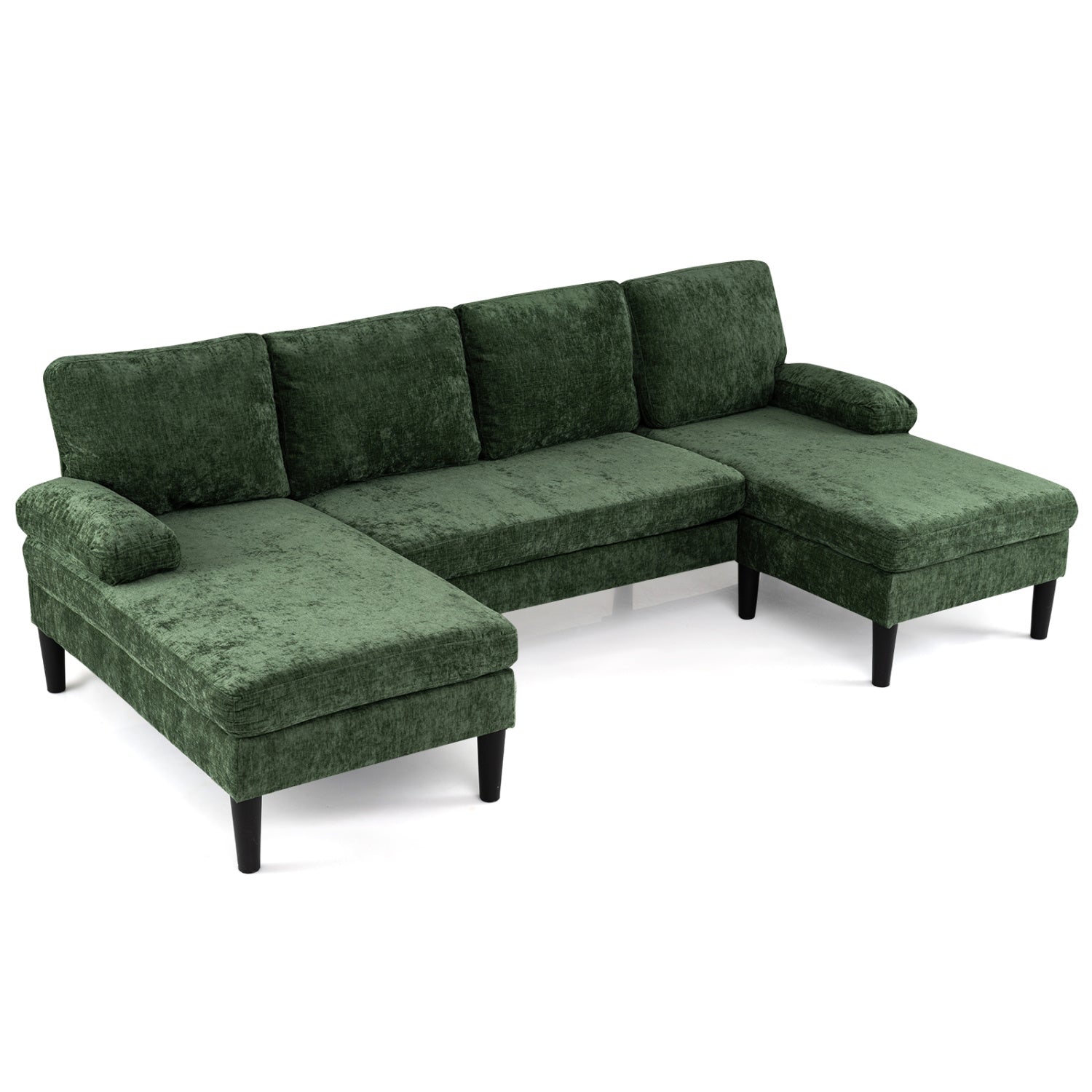 U-Shaped Sectional Couch With Double Chaise, Green Sofas & Loveseats at Gallery Canada