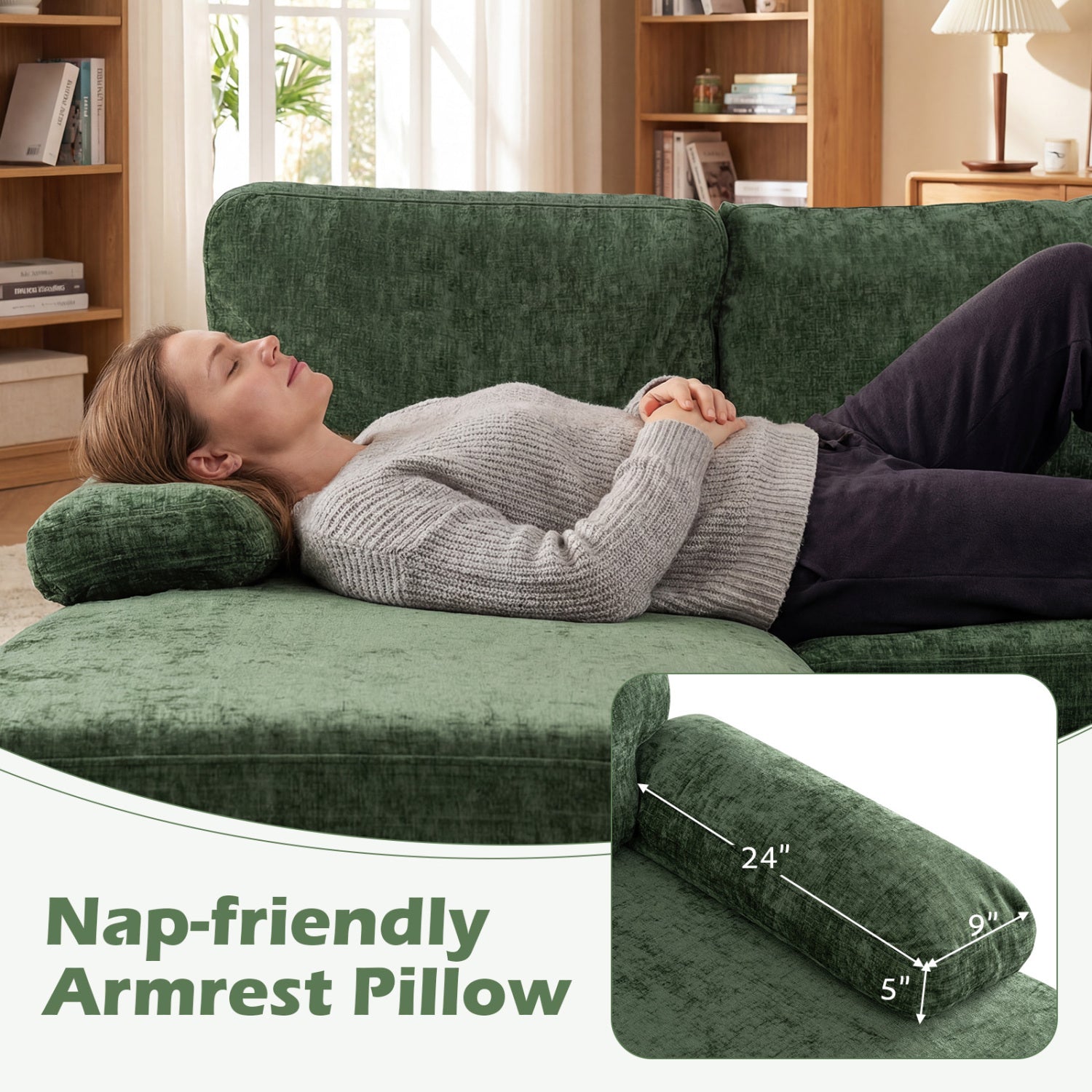 U-Shaped Sectional Couch With Double Chaise, Green Sofas & Loveseats at Gallery Canada