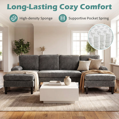 U-Shaped Sectional Couch With Double Chaise, Grey Sofas & Loveseats at Gallery Canada