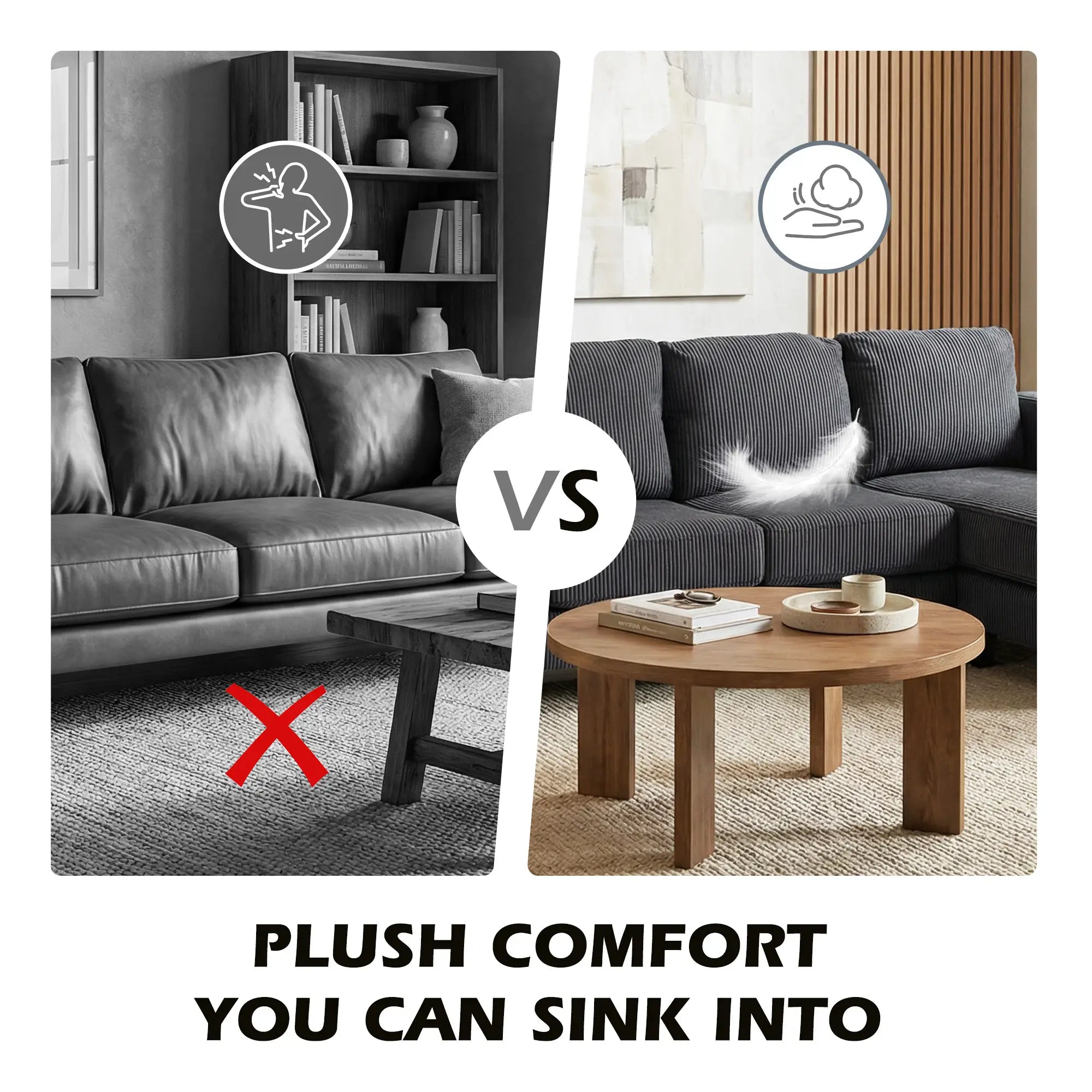 L Shaped Couch with Chaise Lounge, Spring Cushion, Charcoal Grey 3-Seater Sofas at Gallery Canada