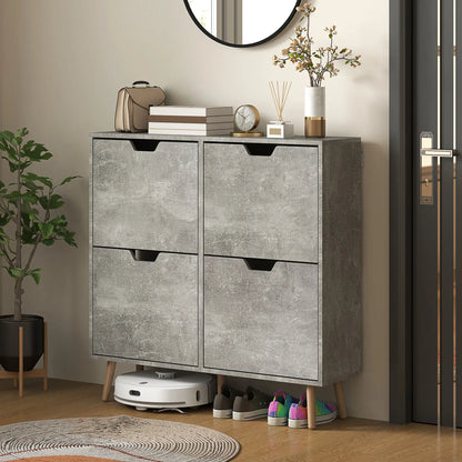 Shoe Storage Cabinet, 4 Flip Drawers, Adjustable Shelf, Holds 8-16 Pairs, Cement Grey Shoe Storage Cabinets & Racks at Gallery Canada