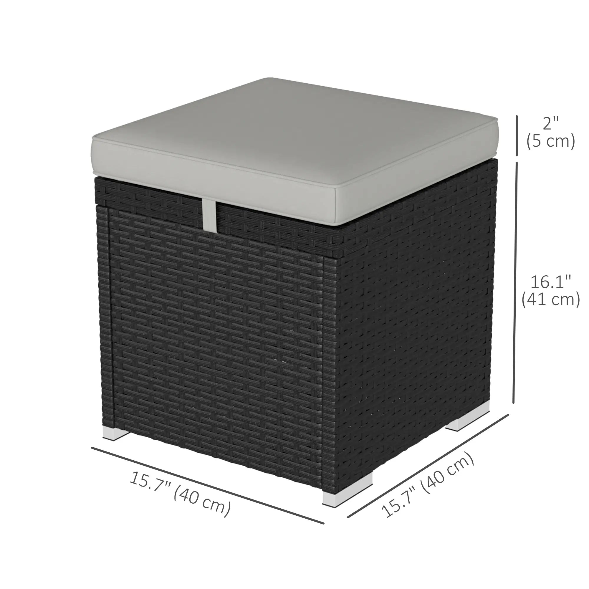 2 Wicker Outdoor Ottomans with Storage, Removable Cushion, Grey Patio Furniture Sets at Gallery Canada