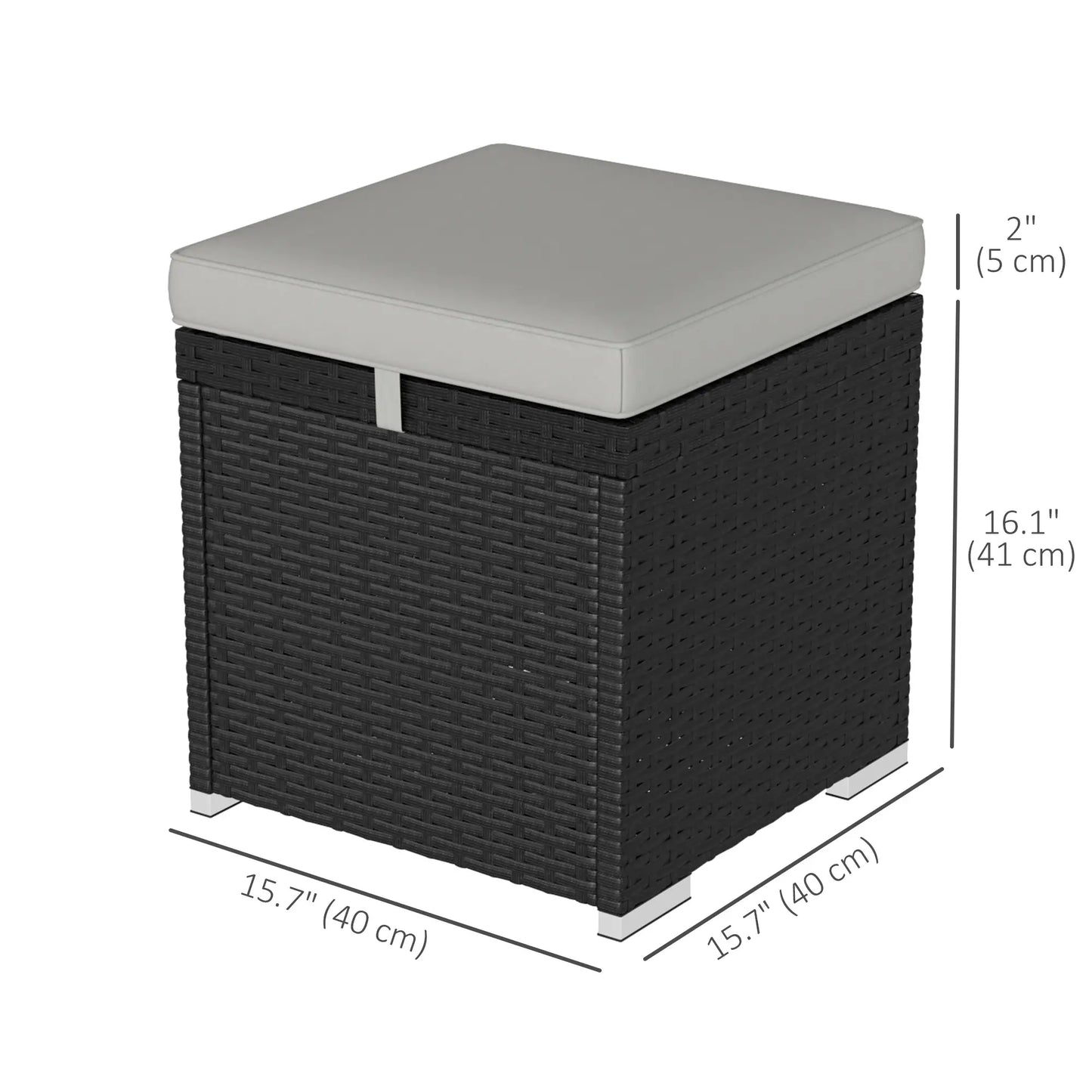 2 Wicker Outdoor Ottomans with Storage, Removable Cushion, Grey Patio Furniture Sets at Gallery Canada