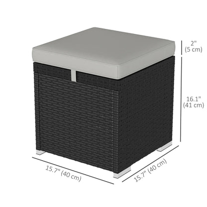 2 Wicker Outdoor Ottomans with Storage, Removable Cushion, Grey Patio Furniture Sets at Gallery Canada