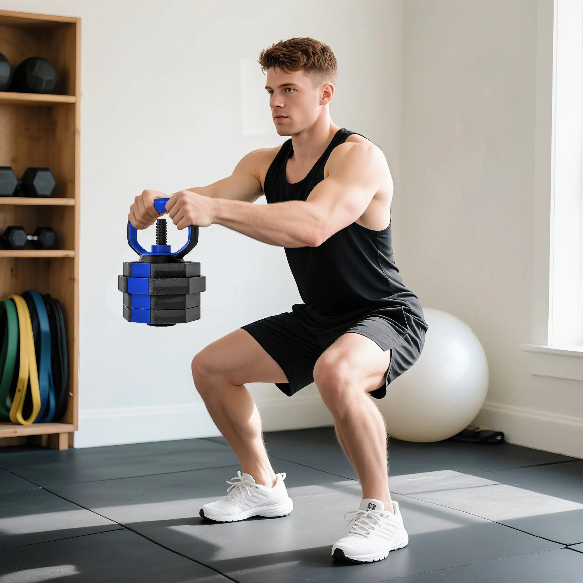 4-in-1 Adjustable Dumbbell Set, Kettlebell, Barbell, Dumbbell, 44lbs, Blue Dumbbells & Barbells at Gallery Canada