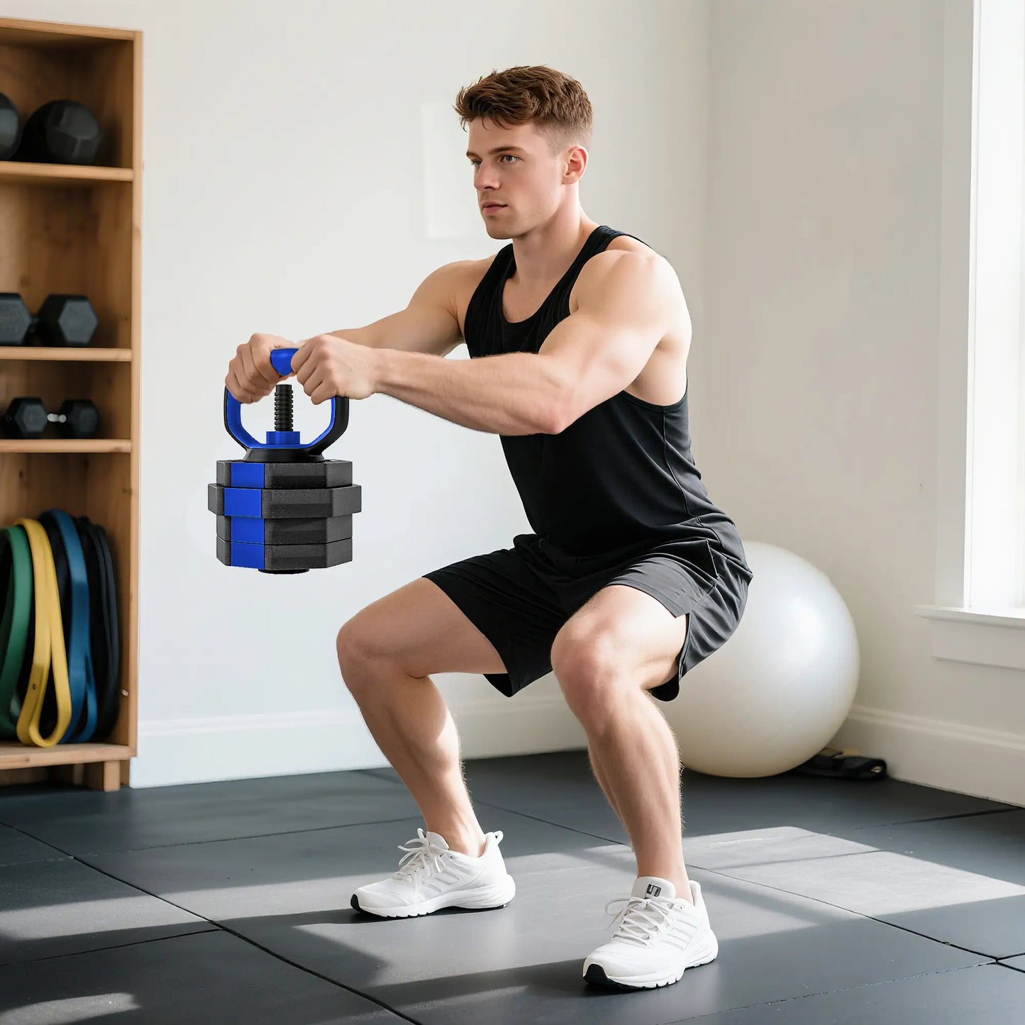 4-in-1 Adjustable Dumbbell Set, Kettlebell, Barbell, Dumbbell, 44lbs, Blue Dumbbells & Barbells at Gallery Canada