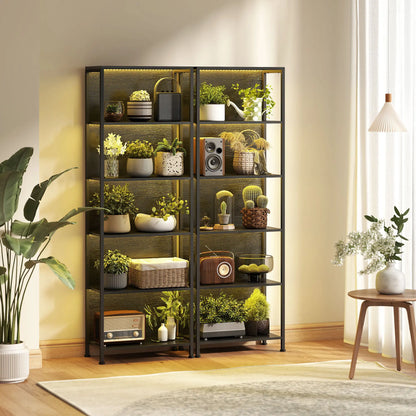 5-Tier Bookshelf With LED Lights, Metal Frame, Black Display Bookshelves at Gallery Canada