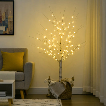 5 Ft Pre-Lit LED Artificial Birch Tree, Indoor Outdoor Use Artificial Tree at Gallery Canada