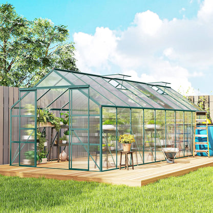 Aluminum Greenhouse, Polycarbonate Walk-In, 20' x 8', Green Walk In Greenhouses at Gallery Canada