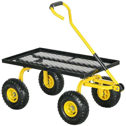 Heavy Duty Garden Wagon, 10" Wheels, 330 lbs, Yellow Folding Garden Carts Yellow, Black at Gallery Canada