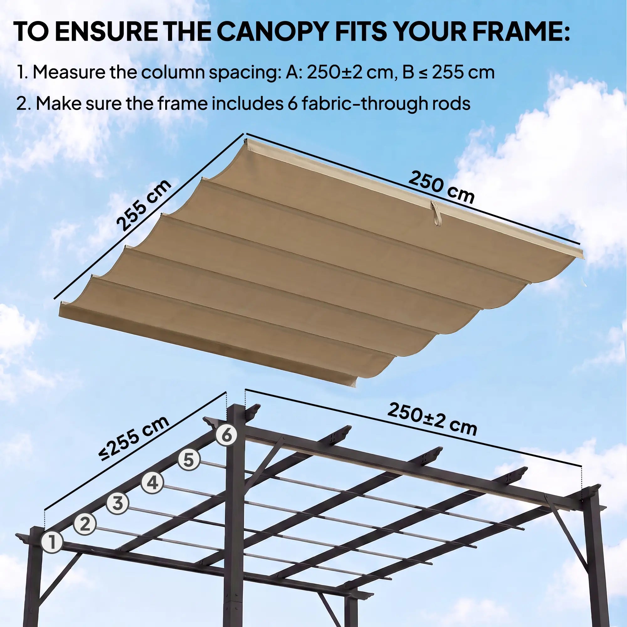 Retractable Pergola Canopy Replacement, 8.2'x8.4', Tan Gazebo Canopy Replacement at Gallery Canada
